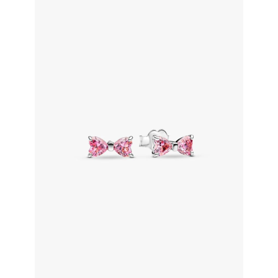 PANDORA Sparkling Pink Bow Stud Earrings