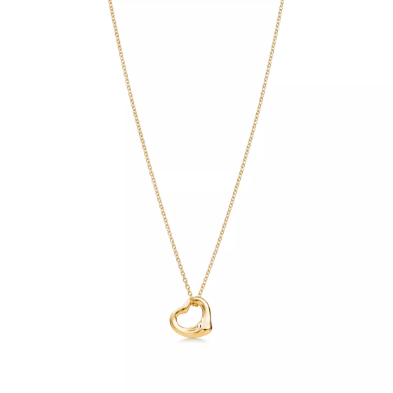 TIFFANY&CO. Elsa Peretti® Open Heart Pendant in Yellow Gold, 11 mm
